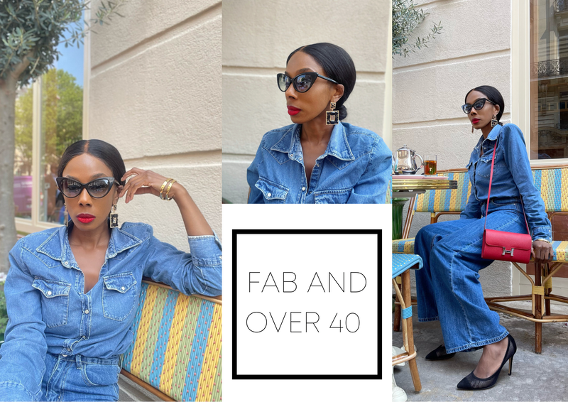 fashion blogger wearing denim outfit